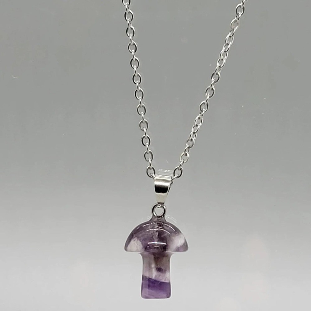 Mushroom Pendent Dream Amethyst Necklace
